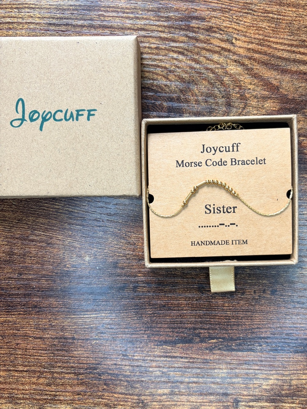 Gold 'Sister' Morse Code Bracelet Joycuff NWT